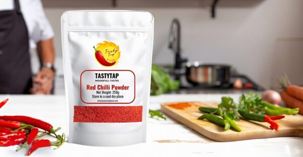 Tastytap Red Chili Powder (250g) Experience the Thrill of Pakistani Peppers! Crafted from sun-ripened chilies sourced from the famed fields of Punjab and Sindh regions, this vibrant powder ignites your taste buds with authentic Pakistani heat and rich aroma. A Flavorful Adventure Awaits: Spice Up your curries, stews, and stir-fries for an unforgettable kick. Add Depth to marinades and rubs for meats and seafood. Sprinkle a Touch on vegetables, soups, or even eggs for a hint of warmth. Simple to Use & Versatile: Our finely ground chili powder ensures even flavor distribution and allows you to adjust the amount for your desired spice level. Made with 100% Natural Red Chilies, Grown with Pakistani Sunshine.