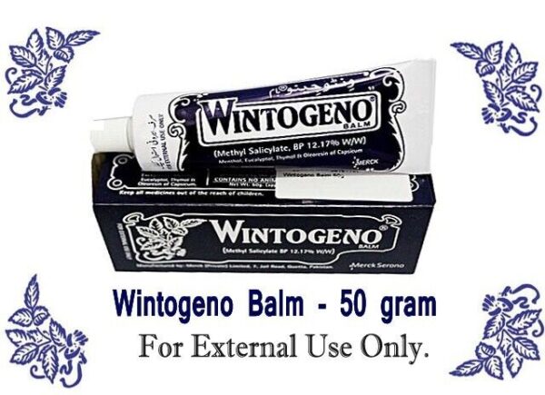 Wintogeno balm is a topical analgesic used to relieve pain and stiffness associated with conditions such as arthritis, muscle strains, sprains, and back pain.