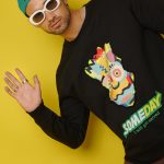 Colorful Chaos Vinyl Patchwork Sweatshirt with Inspiring Message