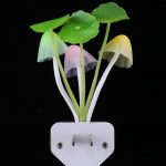 Color-changing Sensor LED Night Light with mushrooms and customizable flower arrangement in ceramic imitation pot