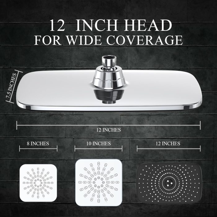 Veken 12-Inch Rain Shower Head Combo with handheld spray and adjustable extension arm