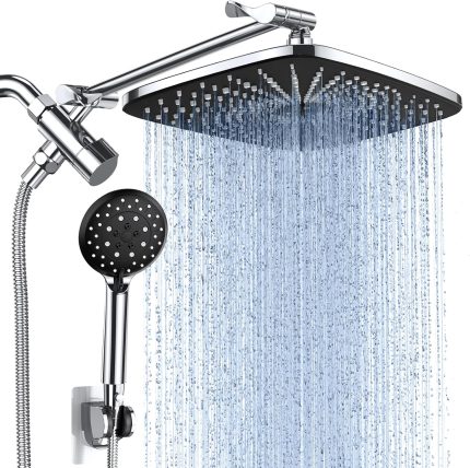 Veken 12-Inch Rain Shower Head Combo with handheld spray and adjustable extension arm