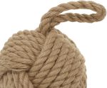 Jute rope knot decorative sculptures with multi-colored brown and white finishes, set of 2 with hanging loops