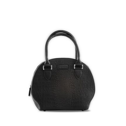 Harmony Croc Embossed Leather Handbag with Nickel Accessories