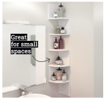 Greenco 5 Tier Corner Shelf with espresso finish, easy-to-assemble floating shelves for wall storage.