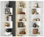 Greenco 5 Tier Corner Shelf with espresso finish, easy-to-assemble floating shelves for wall storage.