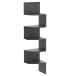 Greenco 5 Tier Corner Shelf with espresso finish, easy-to-assemble floating shelves for wall storage.