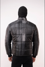 Brushed Vision Cityscape Puffer Jacket with Down Padding and Digital Print