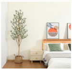 Kazeila 6FT artificial olive tree with lifelike leaves, natural wood trunk, and realistic olive fruits, in a durable potted base.