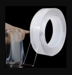 Transparent nano tape, waterproof and reusable, for home decor and bathroom organization