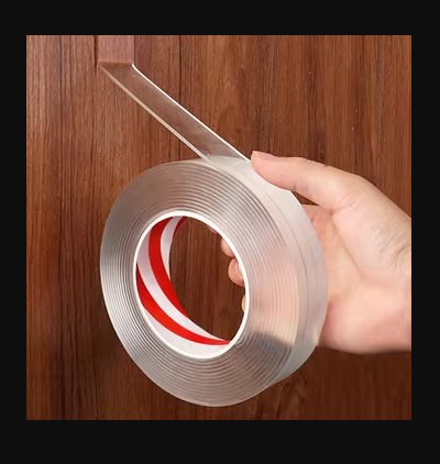 Transparent nano tape, waterproof and reusable, for home decor and bathroom organization