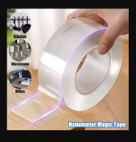 Transparent nano tape, waterproof and reusable, for home decor and bathroom organization