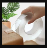 Transparent nano tape, waterproof and reusable, for home decor and bathroom organization