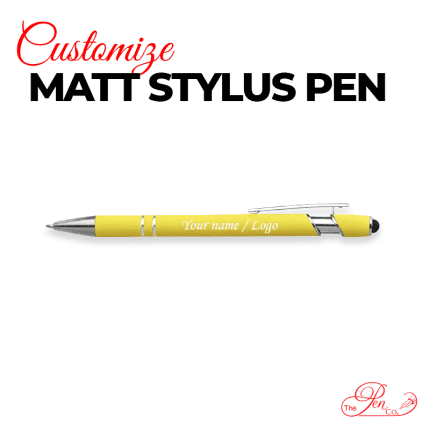 Customize metal matt finish pen in blue with soft touch and elegant design