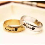 Pack of 2 engraved black couple rings – customizable with names and dates