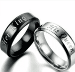 Pack of 2 engraved black couple rings – customizable with names and dates