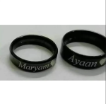 Pack of 2 engraved black couple rings – customizable with names and dates