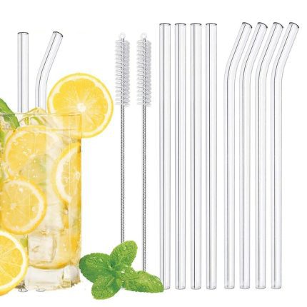 Reusable Borosilicate Glass Smoothie Straw for Eco-Friendly Drinking