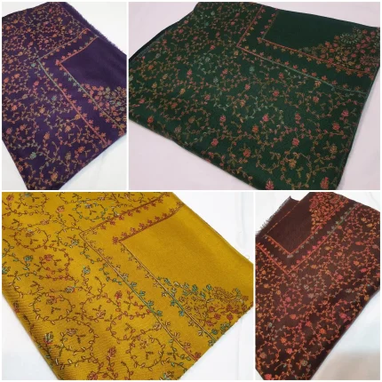 Kashmiri Hand Embroidered Wool Shawl with Jaal design