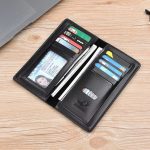 Slim and lightweight long wallet for men made of PU leather with card holder compartments