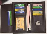 Men's long PU leather wallet with card holder, coin purse, and slim business design