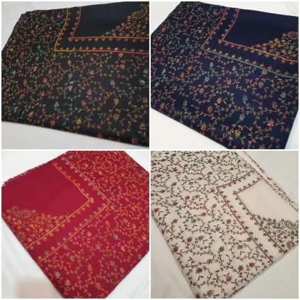 Kashmiri Hand Embroidered Wool Shawl with Jaal design