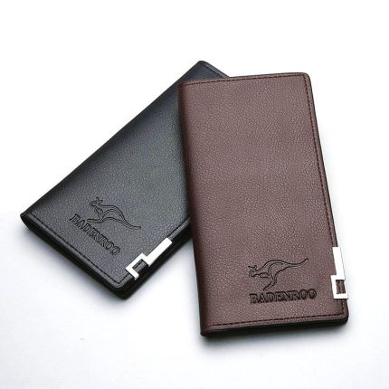 Slim and lightweight long wallet for men made of PU leather with card holder compartments