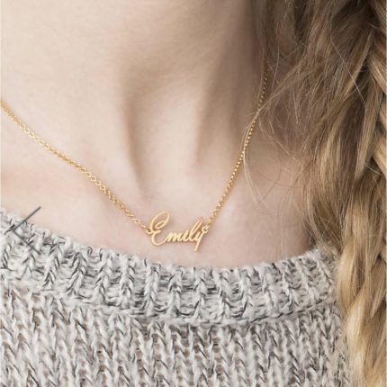 Personalized Gold Plated Crown Design Name Necklace for Girls – Custom Name Locket Gift