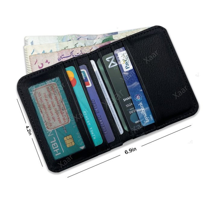 Slim and lightweight long wallet for men made of PU leather with card holder compartments