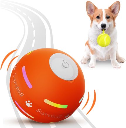 PetDroid motion-activated interactive dog ball with flashing lights and USB recharge