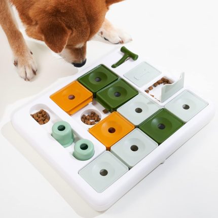 Interactive 3-level dog puzzle toy for mental stimulation with slow feeder design and anti-slip pads