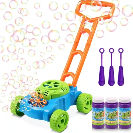 Lydaz Bubble Lawn Mower Toy for Toddlers with Realistic Sounds and Bubble Blowing Action