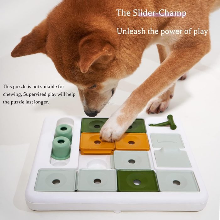 Interactive 3-level dog puzzle toy for mental stimulation with slow feeder design and anti-slip pads