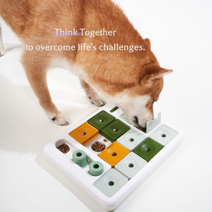 Interactive 3-level dog puzzle toy for mental stimulation with slow feeder design and anti-slip pads