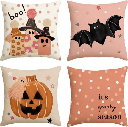 AVOIN Colorlife Halloween Boo Throw Pillow Covers - Set of 4