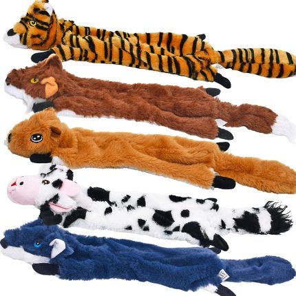 Set of 5 No-Stuffing Squeaky Plush Dog Toys for Large and Medium Dogs