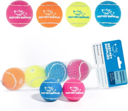 4-Pack of Squeaky Tennis Balls for Small Dogs - Heavy-Duty Fetch Toys