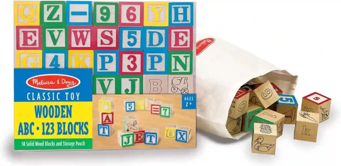 Melissa & Doug Deluxe Wooden ABC/123 Blocks Set - 50 pcs for Toddlers and Kids Ages 2+