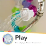 Nuby Wacky Waterworks interactive bath toy with colorful pipes and adjustable valves for baby cognitive development