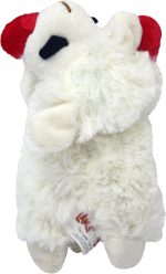 Multipet Lambchop 6-inch mini plush squeak toy for pets in soft white