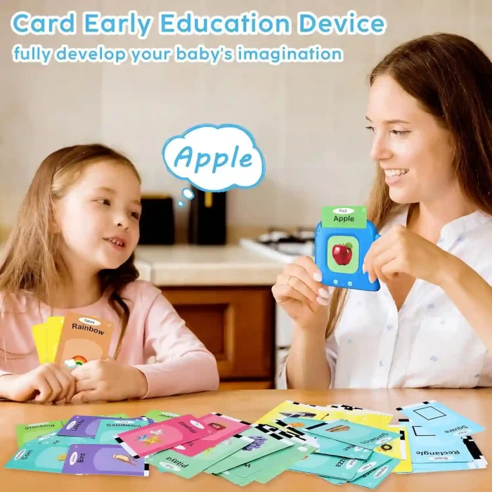 Talking flash cards educational toy with 240 sight words, card reader, and USB charging cable for toddlers and kids ages 1-5