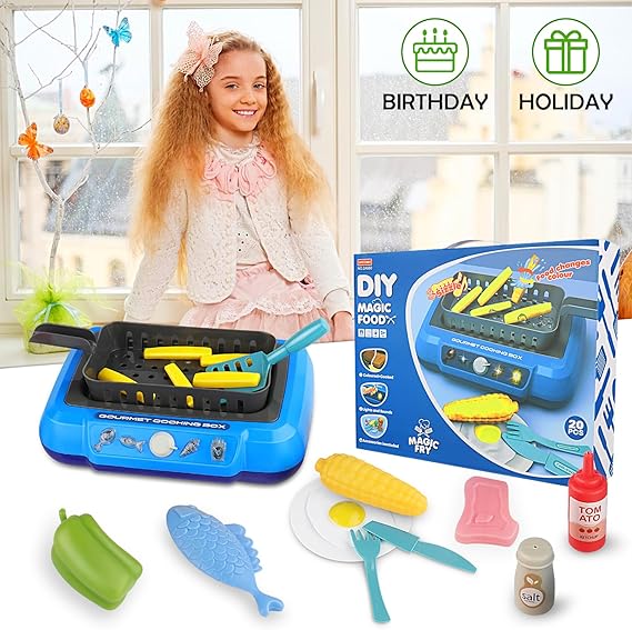 Kids Play Food with Water-Activated Color Changing Toy Set - Fryer and Accessories