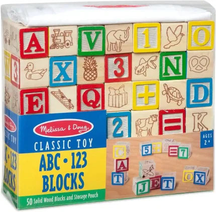 Melissa & Doug Deluxe Wooden ABC/123 Blocks Set - 50 pcs for Toddlers and Kids Ages 2+