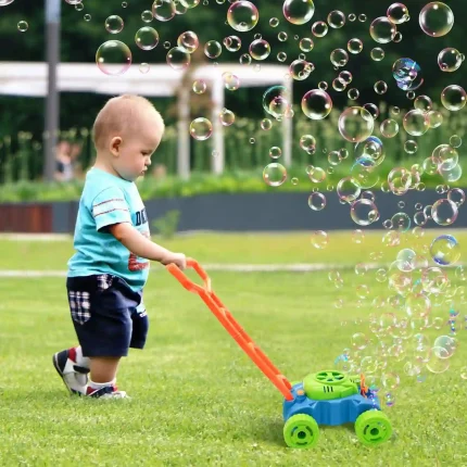 Lydaz Bubble Lawn Mower Toy for Toddlers with Realistic Sounds and Bubble Blowing Action