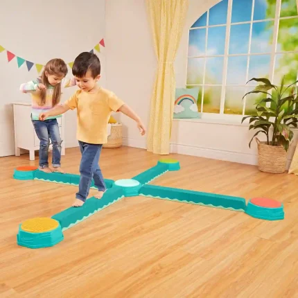 B. toys balance beam set for kids with interlocking beams and sensory pads for active play