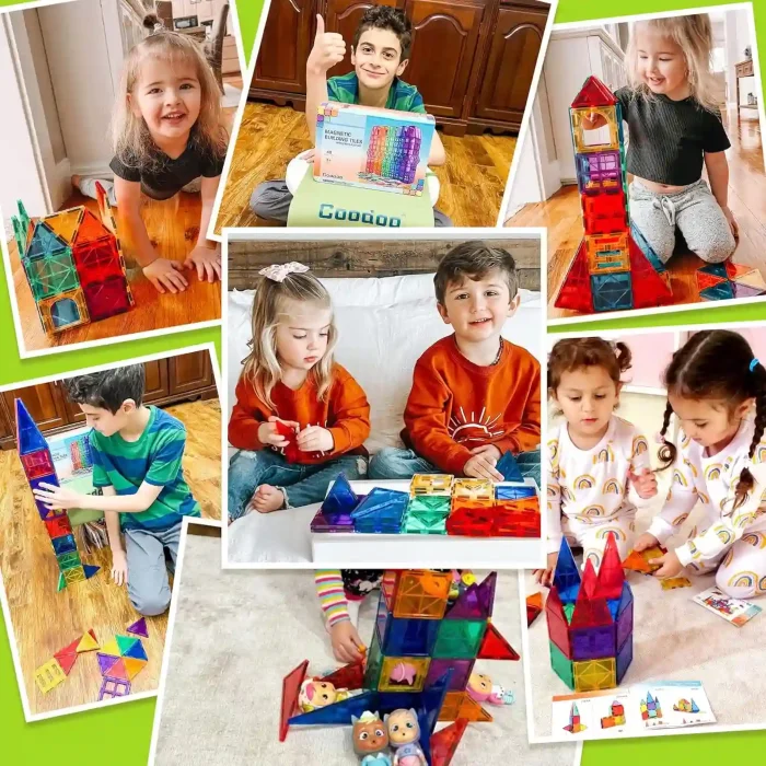 Coodoo Magnetic Tiles 40-Piece STEM Building Set for Kids Ages 3+