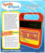 Speak & Spell Electronic Game with 80s design, educational spelling modes, and handheld arcade-style for kids