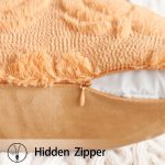 Set of 2 Fall Throw Pillow Covers - 18 x 18 Inch Plush Faux Wool Pumpkin Pattern