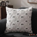 Set of 2 Halloween Pillow Covers - 18x18 Inch White Ghost Throw Cushion Cases