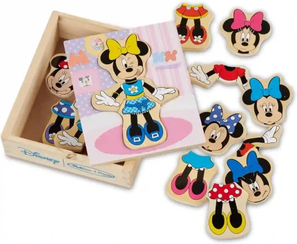 Melissa & Doug Disney Minnie Mouse Dress-Up Wooden Play Set with 18 mix-and-match pieces for creative fashion play